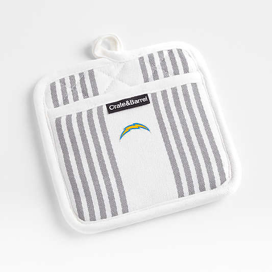 NFL Los Angeles Chargers Cuisine Stripe Grey Organic Cotton Pot Holder