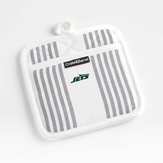 NFL New York Jets Cuisine Stripe Grey Organic Cotton Pot Holder