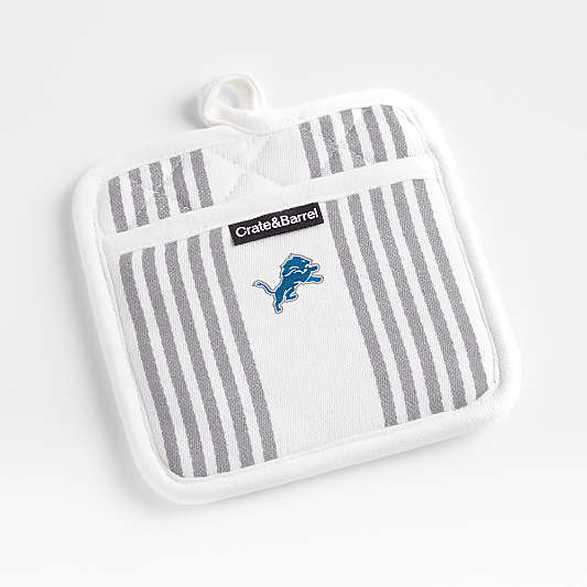 NFL Detroit Lions Cuisine Stripe Grey Organic Cotton Pot Holder