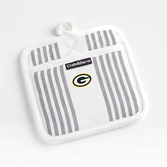 NFL Green Bay Packers Cuisine Stripe Grey Organic Cotton Pot Holder