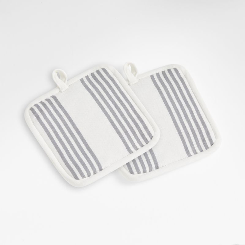 Cuisine Stripe Grey Organic Cotton Pot Holders, Set of 2 - image 0 of 4