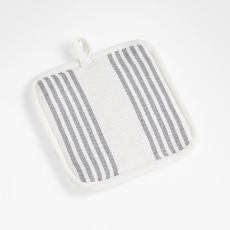 Cuisine Stripe Alloy Grey Pot Holder + Reviews | Crate & Barrel