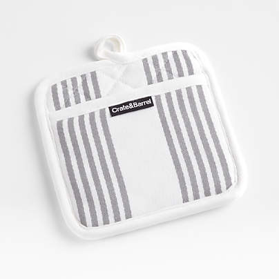 Cuisine Stripe Grey Organic Cotton Pot Holder