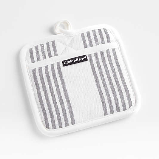 Cuisine Stripe Grey Organic Cotton Pot Holder