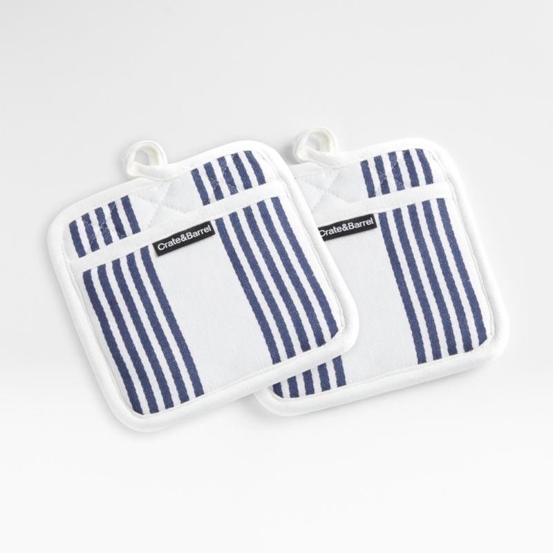 Cuisine Stripe Indigo Organic Cotton Pot Holders, Set of 2 - image 0 of 4