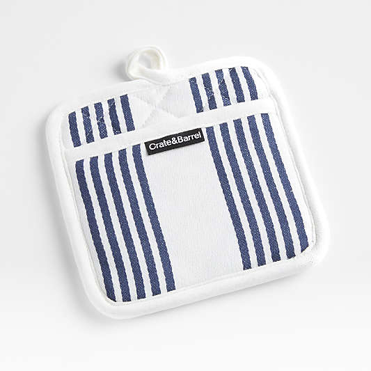 Cuisine Stripe Indigo Organic Cotton Pot Holder