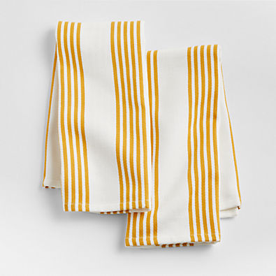 View Cuisine Stripe Yellow Ocher Dish Towels, Set of 2 details