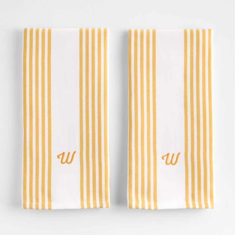 Cuisine Stripe Saffron Yellow Organic Cotton Dish Towels, Set of 2 - image 1 of 4