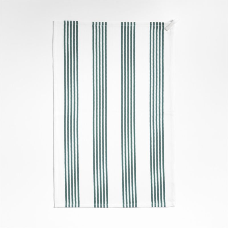 Cuisine Stripe Pendula Green Organic Cotton Dish Towels, Set of 2