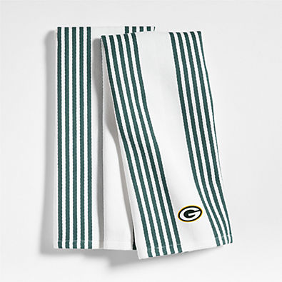 View NFL Green Bay Packers Cuisine White with Green Stripe Organic Cotton Dish Towels, Set of 2 details