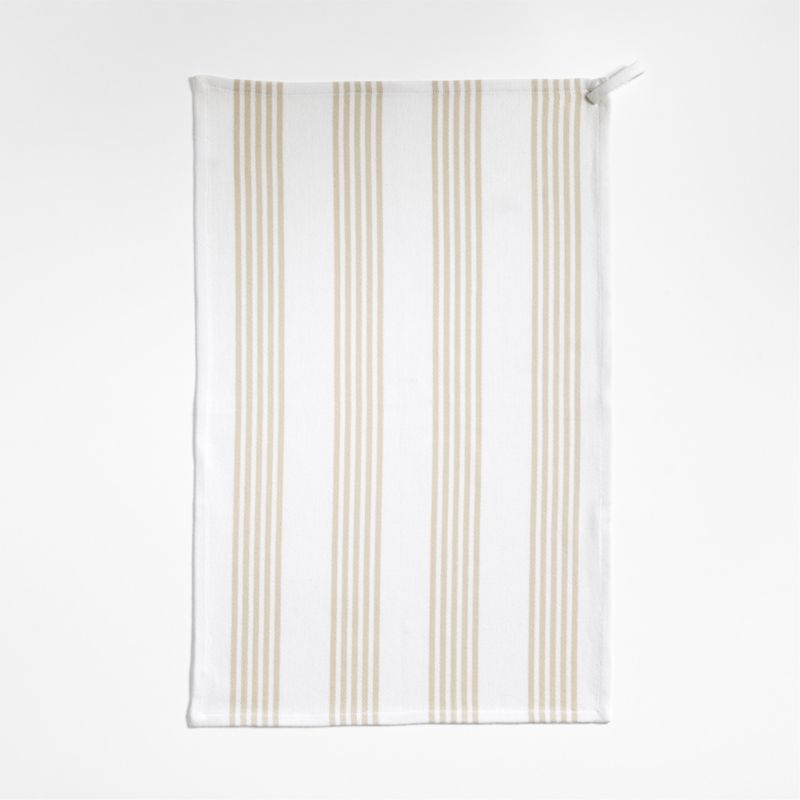 Cuisine Stripe Alabaster Beige Organic Cotton Dish Towels, Set of 2