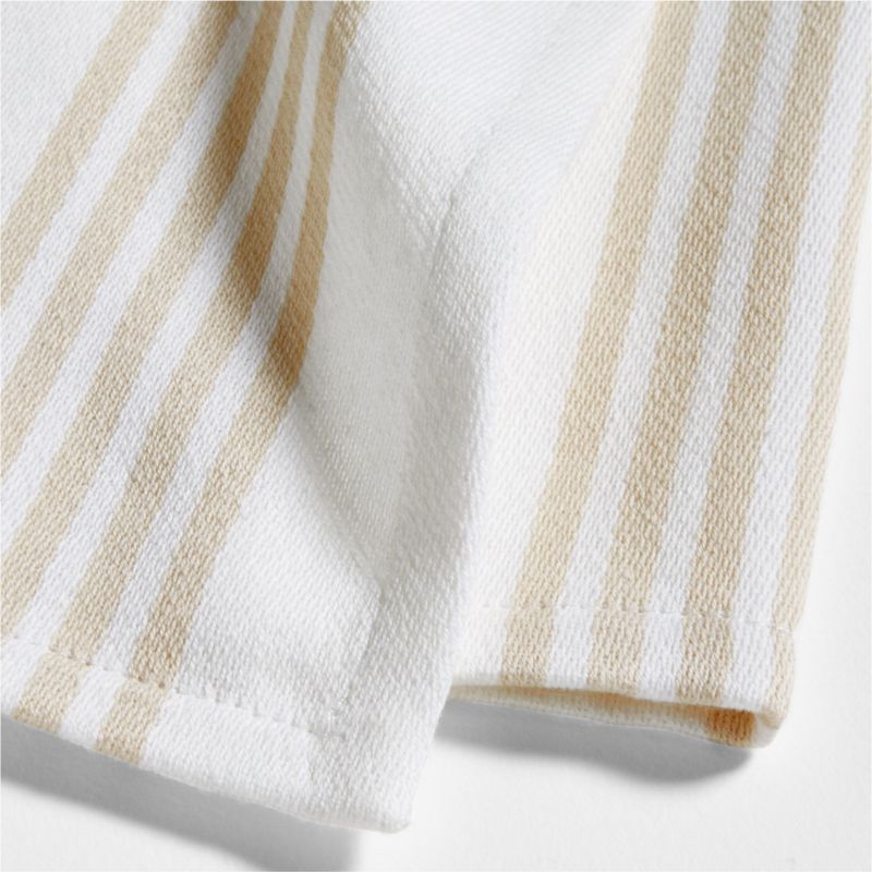 Cuisine Stripe Alabaster Beige Organic Cotton Dish Towels, Set of 2