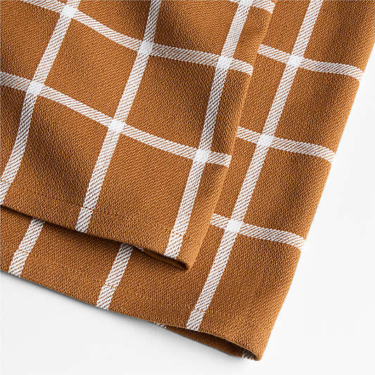 Cuisine Windowpane Brulee Brown Organic Cotton Kitchen Towels, Set of 2