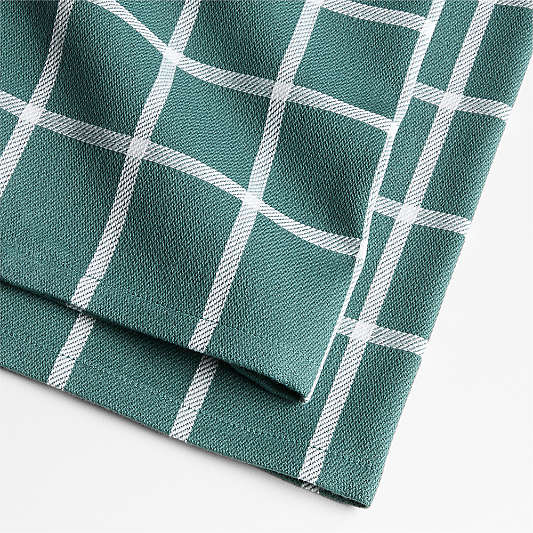 Cuisine Windowpane Pendula Green Organic Cotton Kitchen Towels, Set of 2