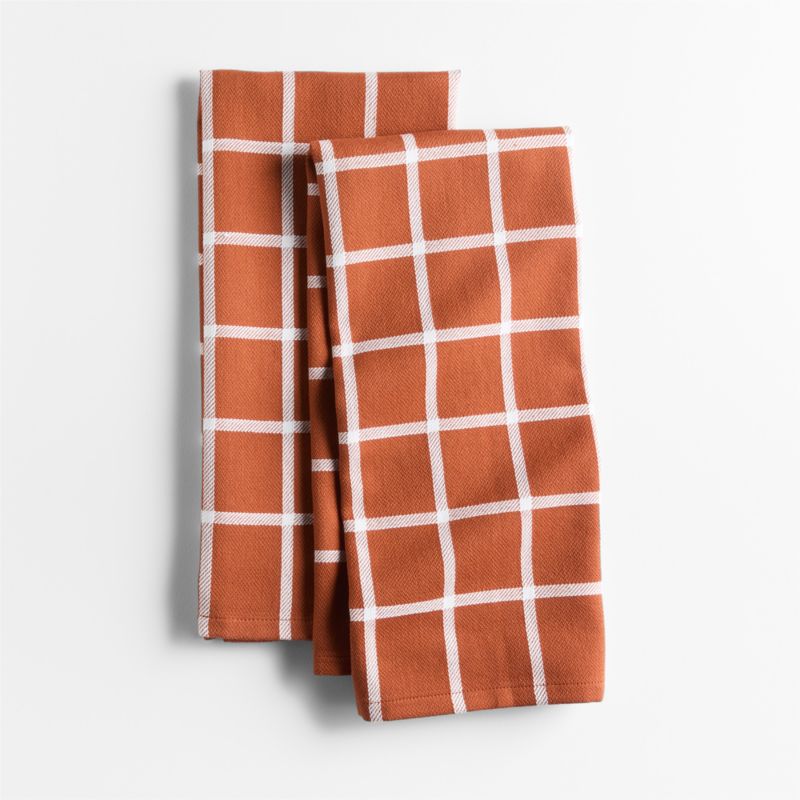 Cuisine Windowpane Spice Orange Organic Cotton Kitchen Towels, Set of 2 - image 0 of 3