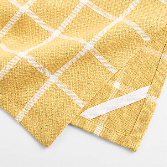 Cuisine Windowpane Saffron Yellow Organic Cotton Dish Towels, Set of 2