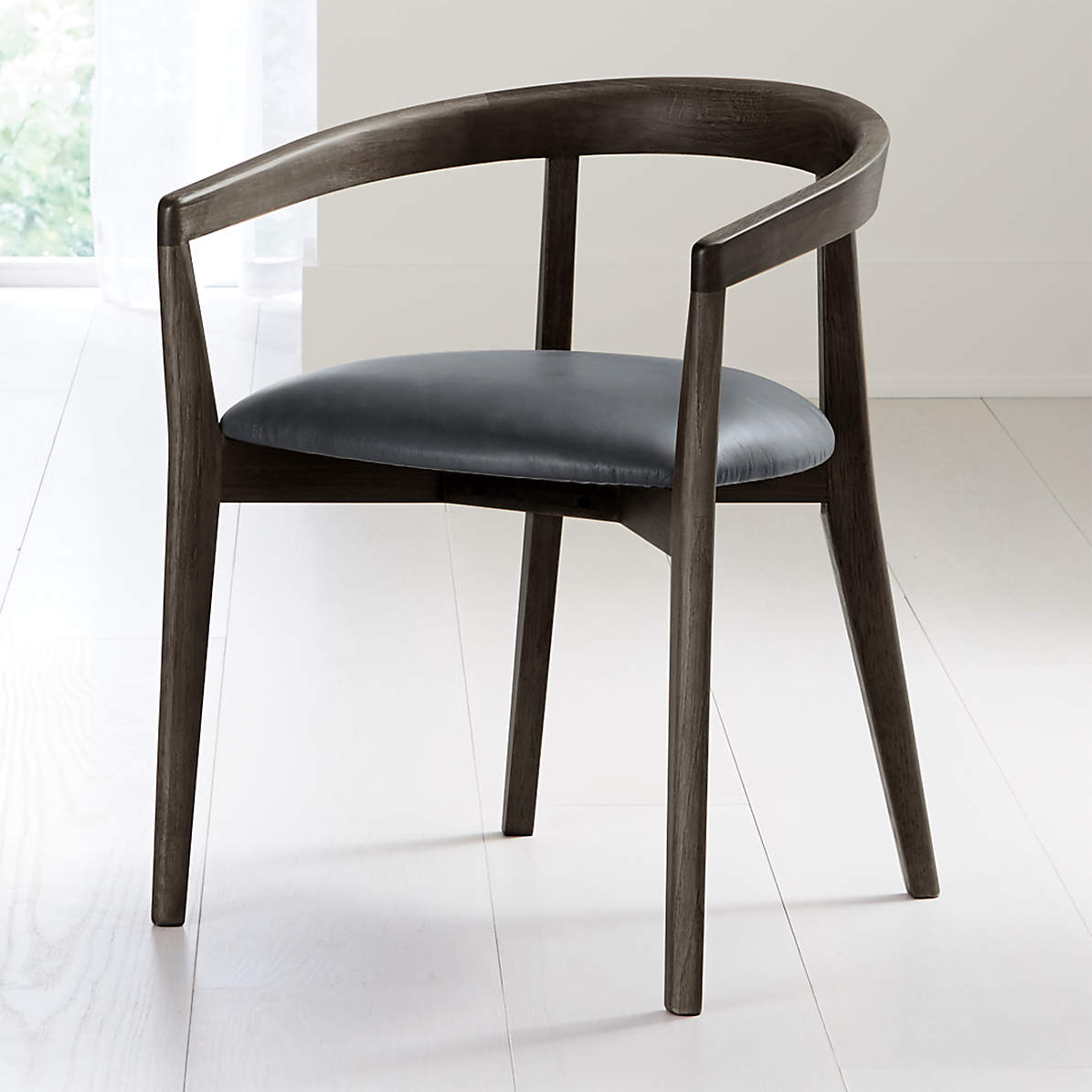 Cullen Dark Stain Oceana Round Back Dining Chair Crate Barrel