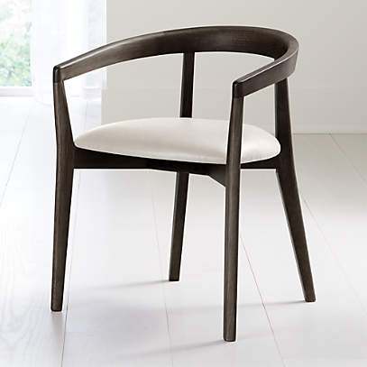 Cullen Dark Stain Sand Round Back, Round Back Dining Chairs With Arms
