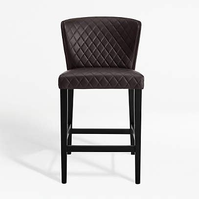 Curran Quilted Chocolate Counter Stool, Leather Basket Weave Counter Stools