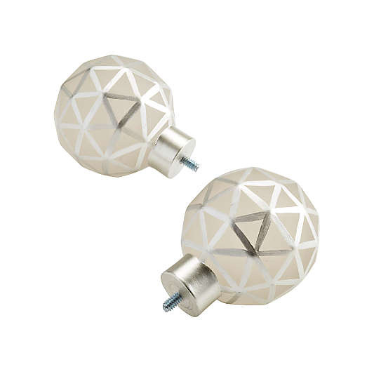 Set of 2 Triangular Ball Finials (Silver)