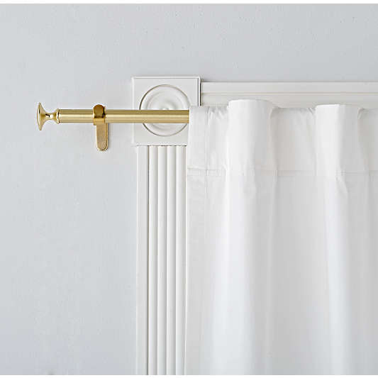 Gold .75" Curtain Rod and Round End Cap Finials Set 28"-48"