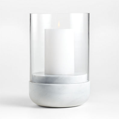View Curve Marble and Glass Hurricane Candle Holder 12.5" details