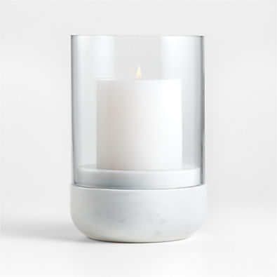 View Curve Marble and Glass Hurricane Candle Holder 9.5" details