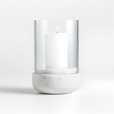 View Curve Marble and Glass Hurricane Candle Holder 6.5" details