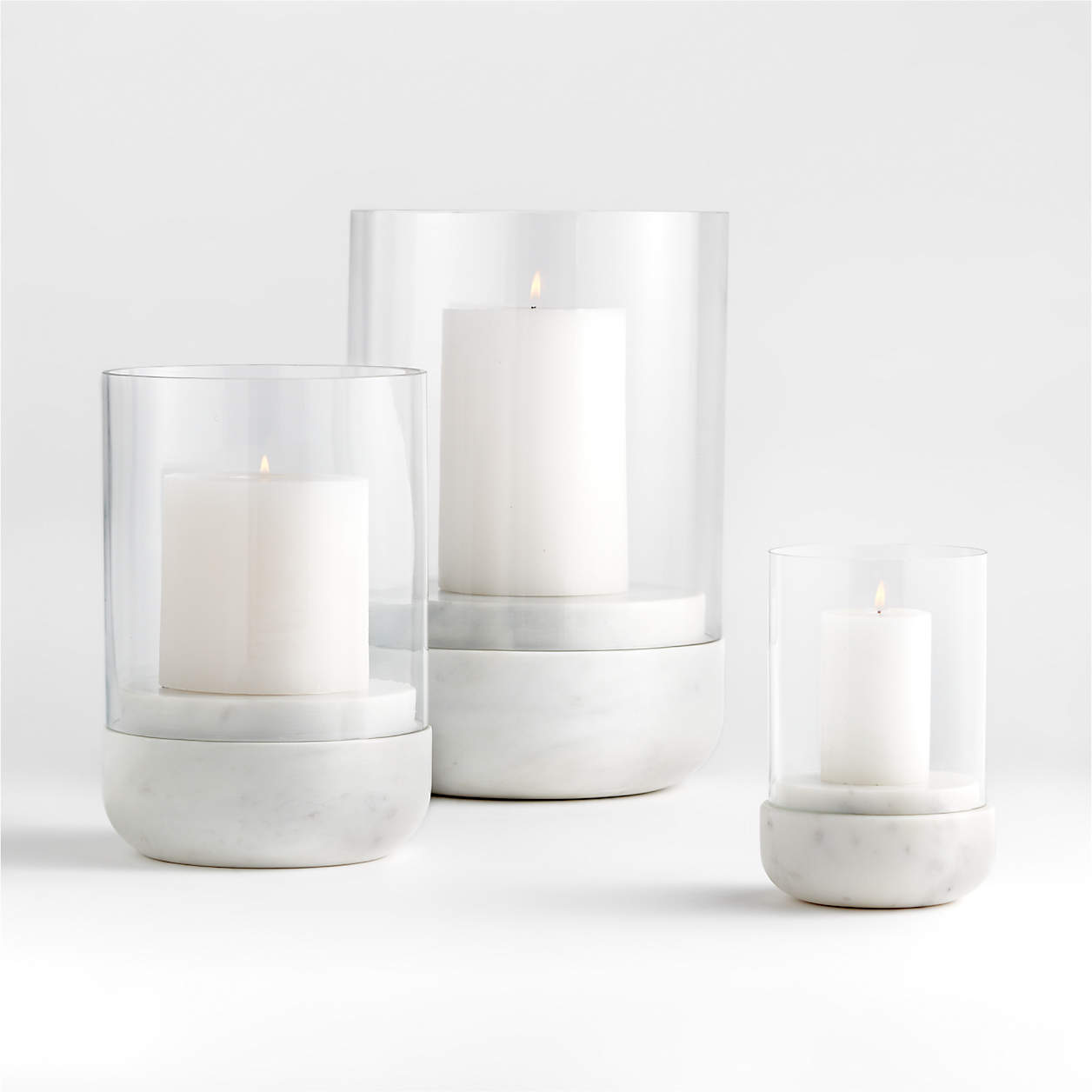 Curve Marble and Glass Hurricane Candle Holders Crate & Barrel