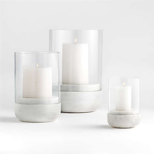Curve Marble and Glass Hurricane Candle Holders