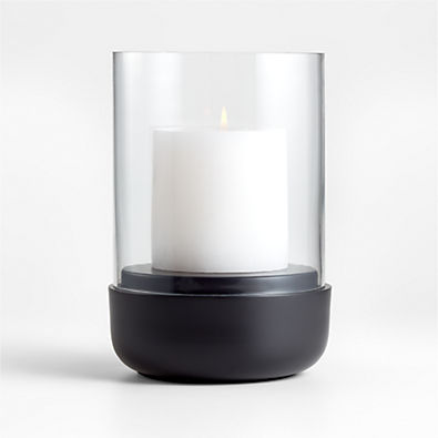 View Curve Metal and Glass Hurricane Candle Holder 9.5" details