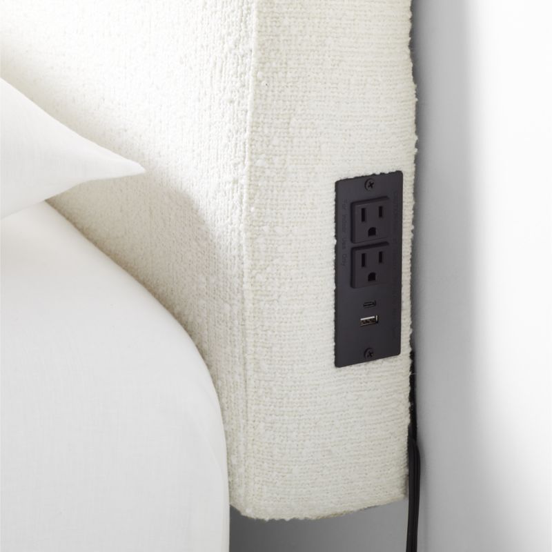 Curved Boucle White Twin Charging Wall-Mounted Headboard - image 6 of 8