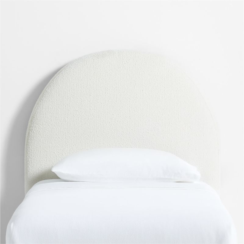 Curved Boucle White Twin Charging Wall-Mounted Headboard - image 0 of 8