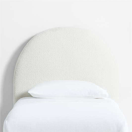 Curved Boucle White Twin Charging Wall-Mounted Headboard