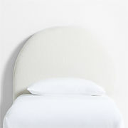 Curved Boucle White Twin Charging Wall Headboard