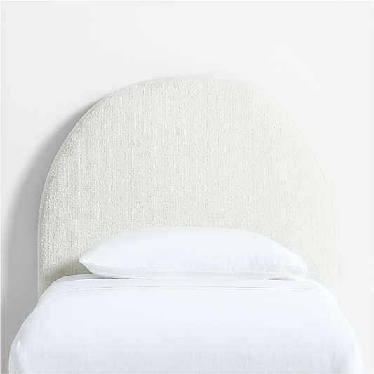 Curved Boucle White Twin Wall-Mounted Headboard