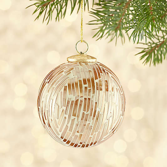 Gold/White Cut Glass Ball Ornament