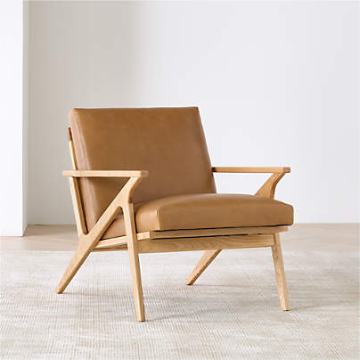 Cavett Wood and Leather Accent Chair