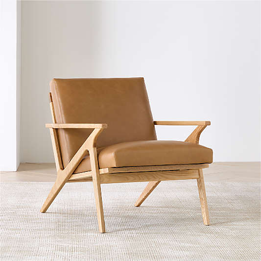 Cavett Wood and Leather Accent Chair