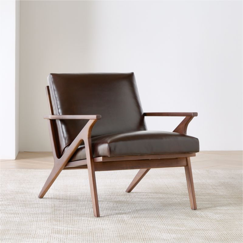 Cavett Wood and Leather Accent Chair - image 5 of 18