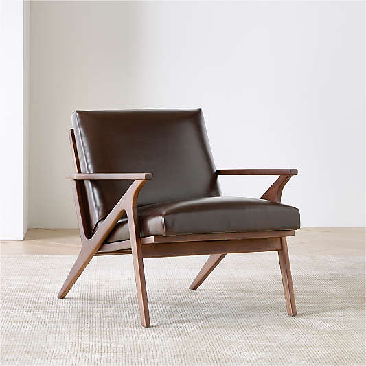 Cavett Wood and Leather Accent Chair