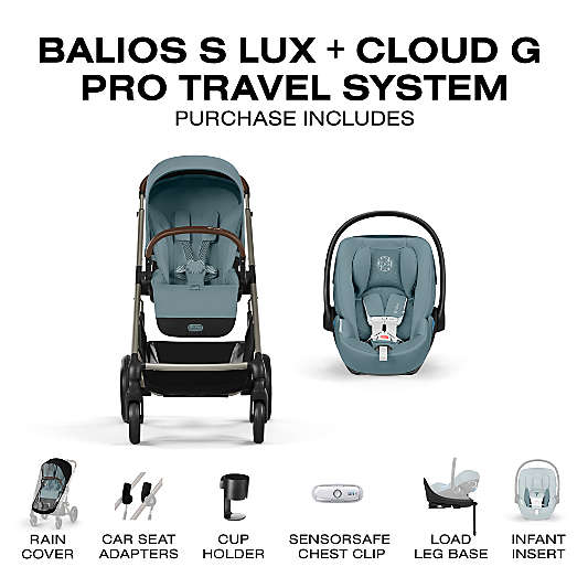 Cybex Balios S Lux Stormy Blue All Terrain Baby Stroller + Cloud G Pro Travel System