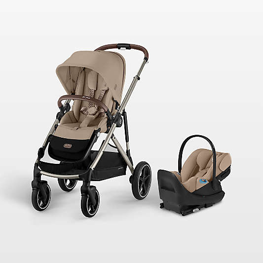 Cybex Gazelle S Almond Beige with Taupe Frame Baby Stroller + Cloud G Pro Travel System