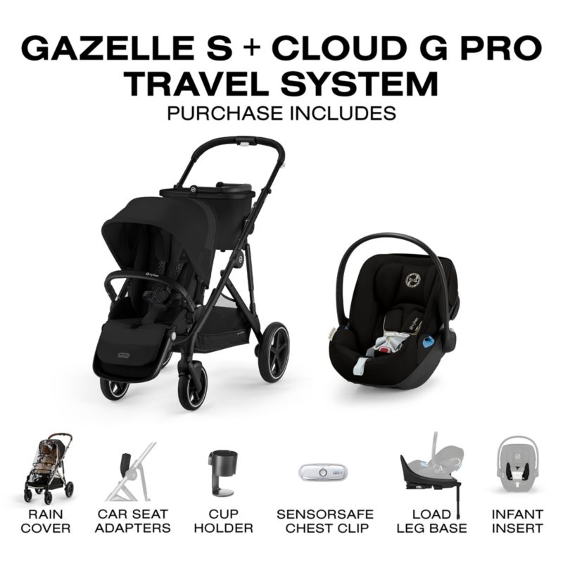 Cybex Gazelle S Moon Black with Black Frame Baby Stroller + Cloud G Pro Travel System - image 6 of 8