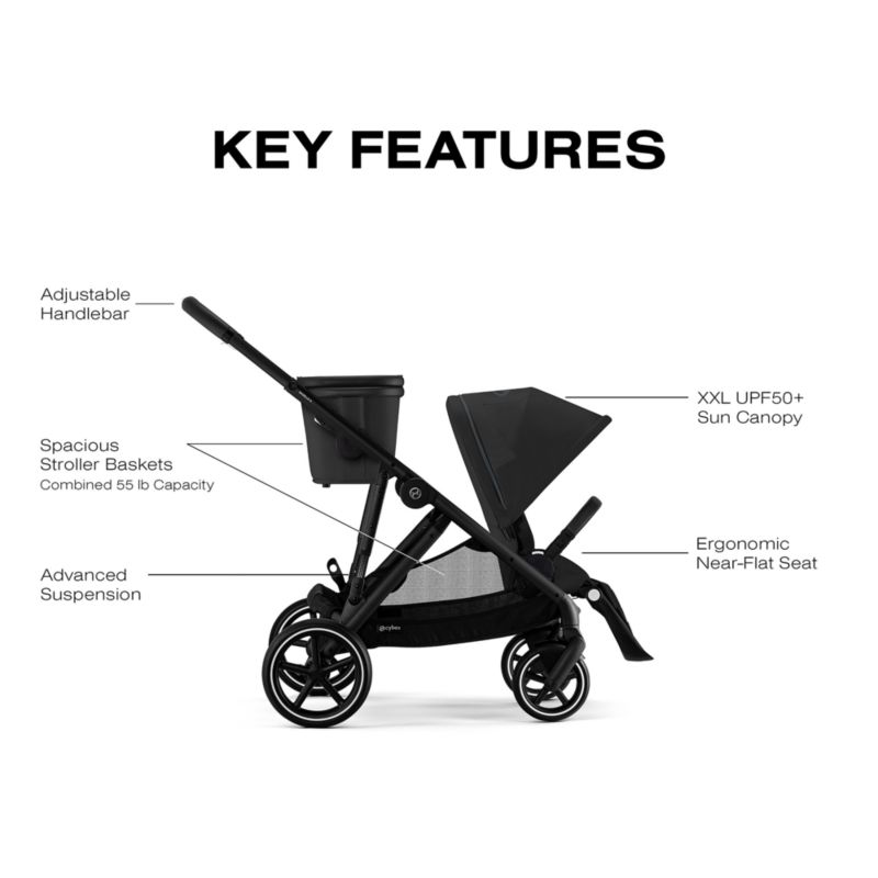 Cybex Gazelle S Moon Black with Black Frame Baby Stroller + Cloud G Pro Travel System - image 1 of 8