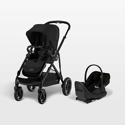 Cybex Gazelle S Moon Black with Black Frame Baby Stroller + Cloud G Pro Travel System