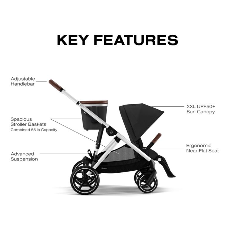 Cybex Gazelle S Moon Black with Silver Frame Baby Stroller + Cloud G Pro Travel System - image 3 of 10