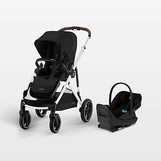 Cybex Gazelle S Moon Black with Silver Frame Baby Stroller + Cloud G Pro Travel System