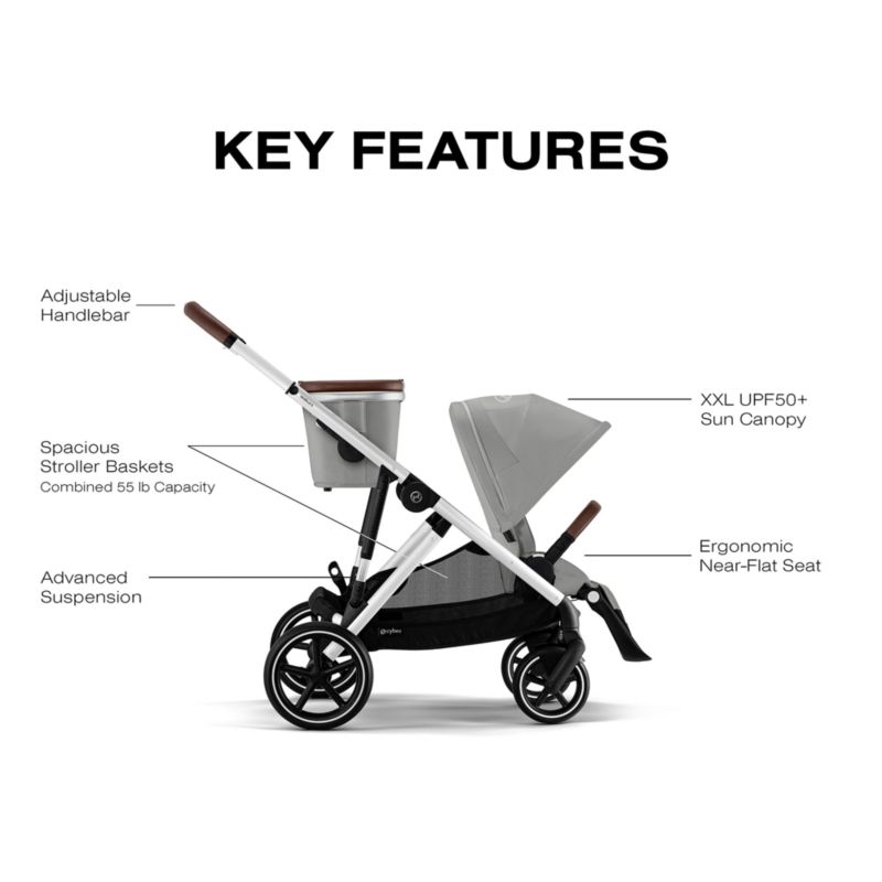 Cybex Gazelle S Stone Grey with Silver Frame Baby Stroller + Cloud G Pro Travel System - image 4 of 11
