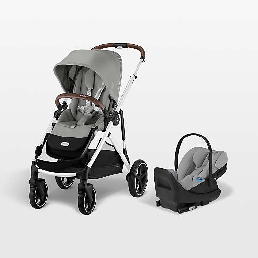 Cybex Gazelle S Stone Grey with Silver Frame Baby Stroller + Cloud G Pro Travel System